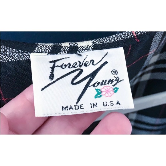 Vintage Black White Red Plaid Jumper Dress Medium Drop Waist School Girl Emo - Picture 3 of 5